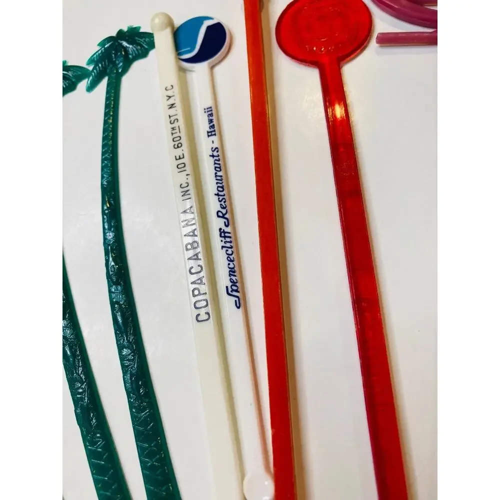 Lot of 12 Vintage Assorted Swizzle Cocktail Sticks Stirrers Sheraton Hilton NY
